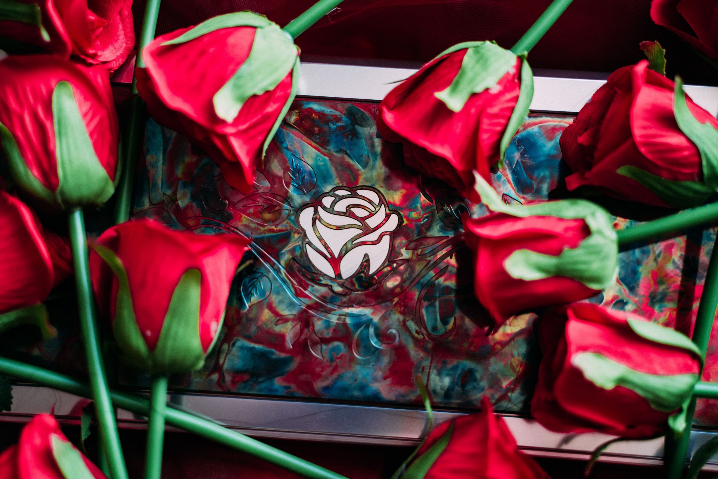 Featured keyboard, photographed on silk